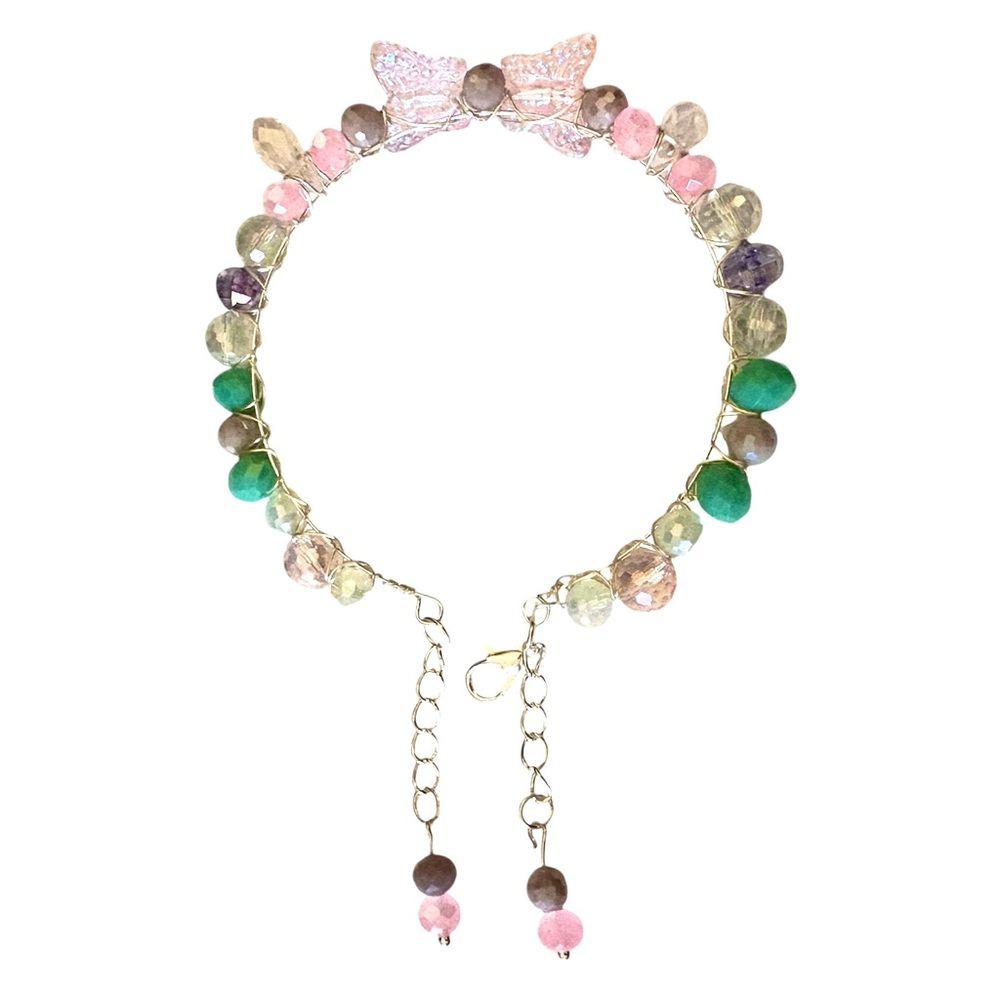 Hand wired bracelet with Czech Glass Butterflies and multiple crystal beads. - Picture 2 of 9